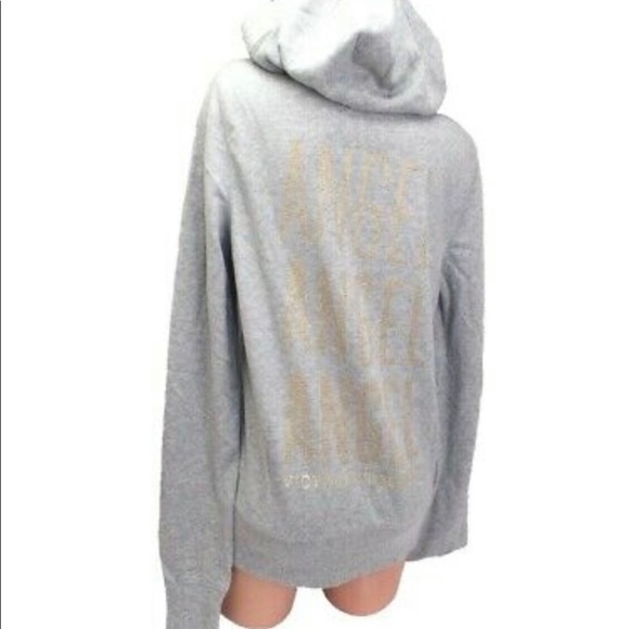 🌸New🌸 Victoria’s Secret ANGEL Hooded Sweatshirt Top Size Large Gray NWT - Picture 2 of 12